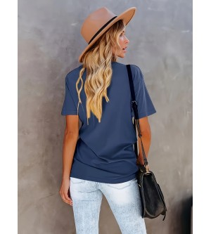 Turtle Print Crew Neck T-Shirt, Casual Short Sleeve T-Shirt For Spring & Summer, Women's Clothing