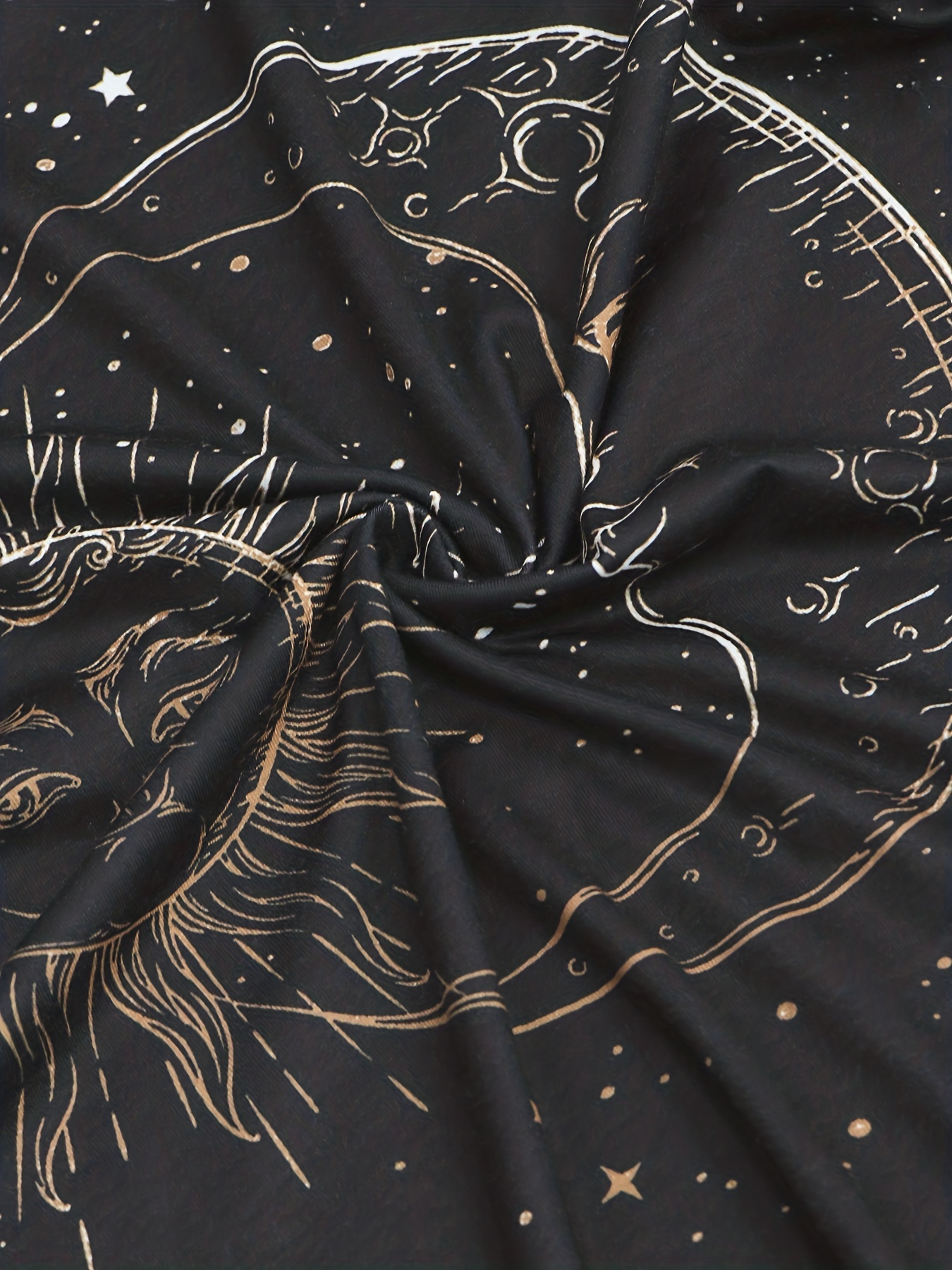 sun moon print crew neck t shirt casual short sleeve t shirt for spring summer womens clothing details 9